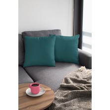 RugViva 2'li 43 x 43 cm P.yeşil Premium Kumaş Tay Tüyü Döşemelik Dekoratif Çift Taraflı Kırlent Kılıfı KRL019