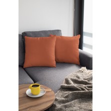 RugViva 2'li 43 x 43 cm Tarçın Döşemelik Tay Tüyü Premium Kumaş Dekoratif Çift Taraflı Kırlent Kılıfı KRL020