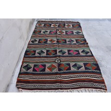 Kayra Export Eskitme Kilim, Türk Kilim, Small Kilim, 1x1 cm Turuncu Kilim, El Dokuma Kilim, Duvar Asma Kilim,  18
