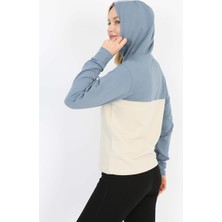 Banada Moda Çift Renk Kapüşonlu Uzun Kollu Kadın Sweatshirt