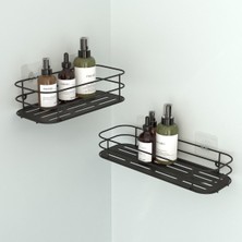 Tekno-tel Teknotel Yapışkanlı Banyo&mutfak Rafı Mat Siyah Set ST122-3