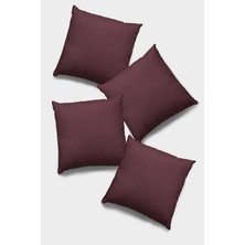RugViva 4'lü 43 x 43 cm Bordo Döşemelik Tay Tüyü Premium Kumaş Dekoratif Çift Taraflı Kırlent Kılıfı KRL007