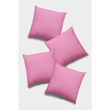 RugViva 4'lü 43 x 43 cm Pembe Tay Tüyü Döşemelik Premium Kumaş Dekoratif Çift Taraflı Kırlent Kılıfı KRL014