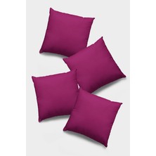 RugViva 4'lü 43 x 43 cm Fuşya Premium Kumaş Tay Tüyü Döşemelik Dekoratif Çift Taraflı Kırlent Kılıfı KRL015