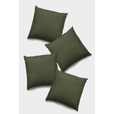 RugViva 4'lü 43 x 43 cm Haki Premium Tay Tüyü Döşemelik Kumaş Dekoratif Çift Taraflı Kırlent Kılıfı KRL024