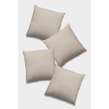 RugViva 4'lü 43 x 43 cm Bej Dekoratif Çift Taraflı Kırlent Kılıfı Tay Tüyü Döşemelik Premium Kumaş KRL027