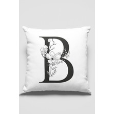 RugViva 43 x 43 cm Premium Kumaş Tay Tüyü Döşemelik Dekoratif Çift Taraflı B Harfli Kırlent Kılıfı KRL501