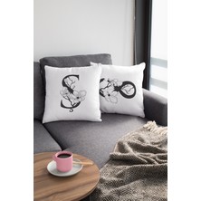 RugViva 43 x 43 cm Ş Harfli Kırlent Kılıfı Tay Tüyü Döşemelik Premium Kumaş Dekoratif Çift Taraflı KRL521