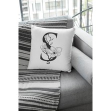 RugViva 43 x 43 cm Ş Harfli Kırlent Kılıfı Tay Tüyü Döşemelik Premium Kumaş Dekoratif Çift Taraflı KRL521