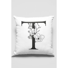 RugViva 43 x 43 cm T Harfli Yastık Kılıfı Tay Tüyü Döşemelik Premium Kumaş Dekoratif Çift Taraflı KRL522
