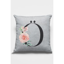 RugViva 43 x 43 cm Gri Döşemelik Tay Tüyü Premium Kumaş Dekoratif Çift Taraflı Ö Harfli Kırlent Kılıfı KRL579