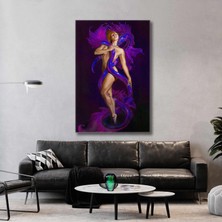 SML Tablo Nü Kadın ve Ona Sarılan Mor Metal Ejderha Kanvas Tablo