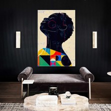 SML Tablo Afrikalı Kadın Geometrik Detaylı Modern Kanvas Tablo