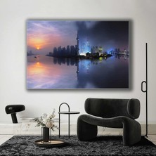 SML Tablo Megakent Şehir Manzarası Gece ve Gündüz Kanvas Tablo