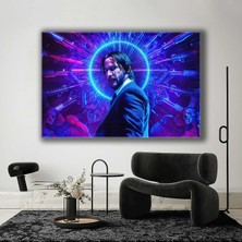 SML Tablo John Wick Neon Yuvarlak Işıklar Keanu Reeves Kanvas Tablo