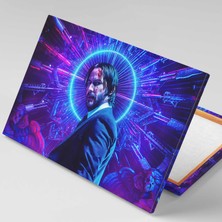 SML Tablo John Wick Neon Yuvarlak Işıklar Keanu Reeves Kanvas Tablo