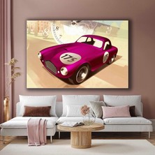 SML Tablo Pembe Eski Model Kalsik Araba Ilüstrasyon Kanvas Tablo