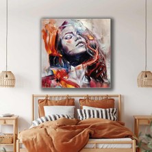 SML Tablo Suluboya Gözleri Kapalı Kadın Şimşek Kanvas Tablo