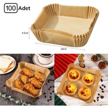 Buffer Buffer®  100 Adet Air Fryer Pişirme Kağıdı Tek Kullanımlık Hava Fritöz Yağ Geçirmez Yapışmaz Gıda Pişirme Kağıdı Kare Tabak Model