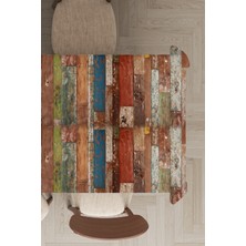 RugViva Masa Örtüsü Leke Tutmayan Dokuma Elit Yıkanır Leke Tutmayan Kumaş Renkli Ahşap MSO029