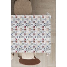 RugViva Leke Tutmayan Dokuma Elit Yıkanır Leke Tutmayan Kumaş Çini Desenli Masa Örtüsü MSO093