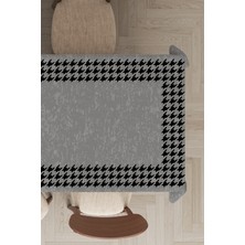 RugViva Leke Tutmayan Dokuma Elit Yıkanır Leke Tutmayan Kumaş Kaz Ayağı Desenli Masa Örtüsü MSO362