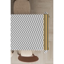 RugViva Leke Tutmayan Dokuma Elit Yıkanır Leke Tutmayan Kumaş Zigzag Desenli Masa Örtüsü MSO434