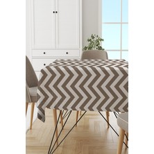 RugViva Leke Tutmayan Dokuma Elit Yıkanır Leke Tutmayan Kumaş Zigzag Desenli Masa Örtüsü MSO138