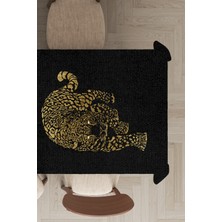 RugViva Leke Tutmayan Dokuma Elit Yıkanır Leke Tutmayan Kumaş Leopar Desenli Masa Örtüsü MSO355