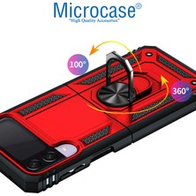 Microcase Samsung Galaxy Z Flip 4 Anka Serisi Yüzük Standlı Armor Kılıf - Kırmızı