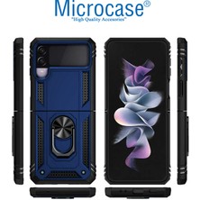 Microcase Samsung Galaxy Z Flip 4 Anka Serisi Yüzük Standlı Armor Kılıf - Mavi