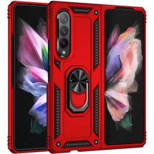 Microcase Samsung Galaxy Z Fold 4 Anka Serisi Yüzük Standlı Armor Kılıf - Kırmızı