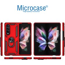 Microcase Samsung Galaxy Z Fold 4 Anka Serisi Yüzük Standlı Armor Kılıf - Kırmızı