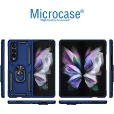 Microcase Samsung Galaxy Z Fold 4 Anka Serisi Yüzük Standlı Armor Kılıf - Mavi