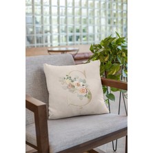 RugViva 43 x 43 cm Bej Ş Harfli Kırlent Kılıfı Tay Tüyü Döşemelik Premium Kumaş Dekoratif Çift Taraflı KRL552