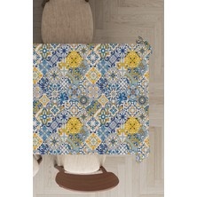 RugViva Leke Tutmayan Dokuma Elit Yıkanır Leke Tutmayan Kumaş Çini Desenli Masa Örtüsü MSO046