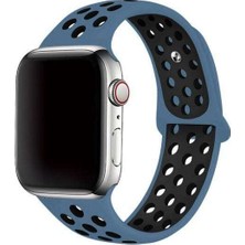  Apsuwa Apple Watch Nike+ 4 44MM Uyumlu Kordon Rex Antialerjik Spor Saat Kordonu 44/DISK02--MAVI-SIYAH