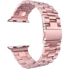  Apsuwa Apple Watch 5 44MM Uyumlu Kordon Metal Paslanmaz Çelik Saat Kordonu 44/K04--ROSE Gold