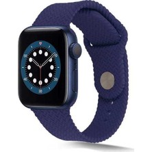  Apsuwa Apple Watch Nike Se 40MM Uyumlu Kordon Hasır Örgü Görünüm Silikon Saat Kordonu 40/K37--LACIVERT