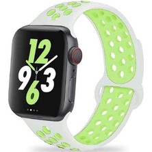 Apsuwa  Apsuwa Apple Watch Nike+ 4 44MM Uyumlu Kordon Rex Antialerjik Spor Saat Kordonu 44/DISK02--BEYAZ-YEŞIL