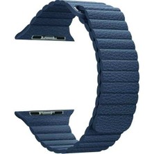 Apsuwa  Apsuwa Apple Watch Nike 6 40MM Uyumlu Kordon Loop Deri Mıknatıslı Saat Kordonu 40/K09--LACIVERT