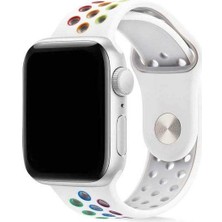  Apsuwa Apple Watch Se 44MM Uyumlu Kordon Rex Antialerjik Spor Saat Kordonu 44/K02--BEYAZ-GÖKKUŞAĞI