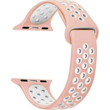 Apsuwa  Apsuwa Apple Watch Nike Se 44MM Uyumlu Kordon Ring Çift Renk Spor Saat Kordonu 44/K02--PEMBE-BEYAZ
