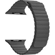 Apsuwa Apple Watch Se 44MM Uyumlu Kordon Loop Deri Mıknatıslı Saat Kordonu 44/K09--KOYU Gri