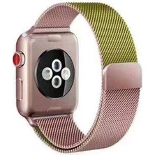 Apsuwa  Apsuwa Apple Watch Nike Se 40MM Uyumlu Kordon Çift Renk Metal Hasır Örgü Saat Kordonu 40/K22--GOLD