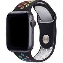  Apsuwa Apple Watch Nike 5 40MM Uyumlu Kordon Rex Antialerjik Spor Saat Kordonu 40/K02--SIYAH-RENKLI