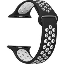  Apsuwa Apple Watch Se 44MM Uyumlu Kordon Ring Çift Renk Spor Saat Kordonu 44/K02--SIYAH-BEYAZ