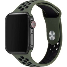 Apsuwa  Apsuwa Apple Watch Nike 5 40MM Uyumlu Kordon Rex Antialerjik Spor Saat Kordonu 40/DISK02--YEŞIL-SIYAH
