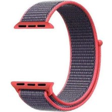  Apsuwa Apple Watch Nike 6 40MM Uyumlu Kordon Cırtcırt Kumaş Saat Kordonu 40/K03--KOYU Pembe