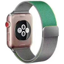  Apsuwa Apple Watch Nike Se 40MM Uyumlu Kordon Çift Renk Metal Hasır Örgü Saat Kordonu 40/K22--YEŞIL